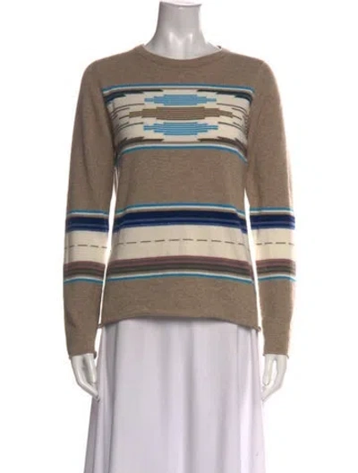 Pre-owned Queene And Belle Cashmere Striped Sweater In Neutral