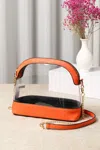 Queens Designs Clear Dome Bag In Orange In Orange