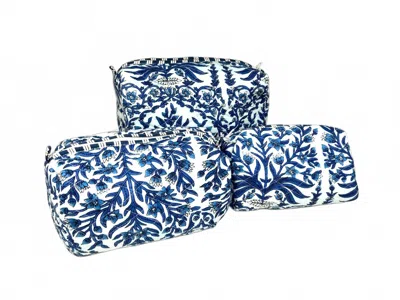 Queens Designs Women's 3 In 1 Quilted Cosmetic Bag In Blue Willow In Multi