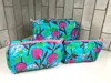 Queens Designs Women's 3 In 1 Quilted Cosmetic Bag In Teal Poppy Pink In Multi