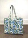Queens Designs Women's Large Quilted Tote Bag In Blue Garden Bloom In Multi