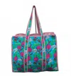 Queens Designs Women's Large Quilted Tote Bag In Teal Poppy Pink In Multi