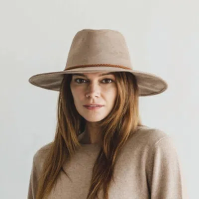 Queens Inc Wide Brim Suede Panama Hat In Taupe In Gray