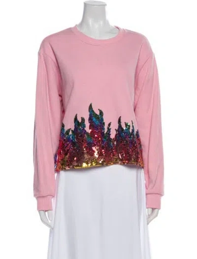 Pre-owned Queens Of Archive Graphic Print Crew Neck Sweatshirt In Pink