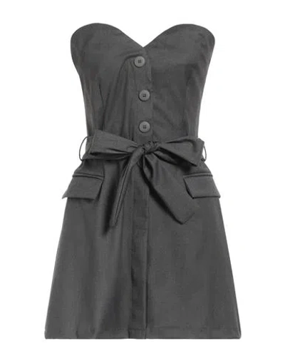 Queguapa Woman Mini Dress Lead Size S Polyester, Viscose, Elastane In Grey