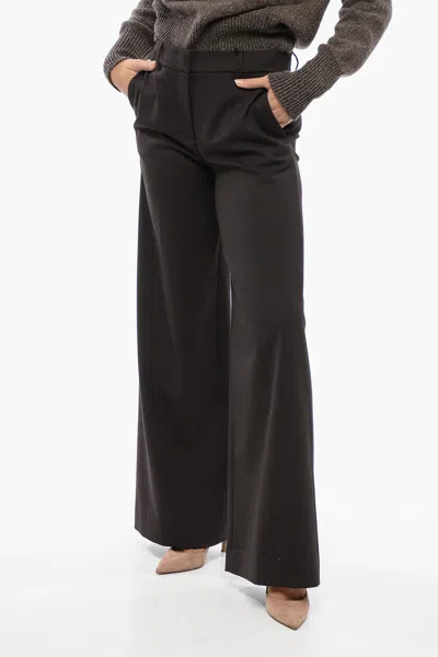 Quelle2 Virgin Wool Pants With Wide-leg Fit In Brown
