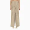 QUELLEDUE QUELLEDUE | BEIGE STRIPED LINEN AND WOOL TROUSERS