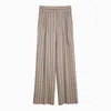 QUELLEDUE BEIGE STRIPED LINEN AND WOOL TROUSERS
