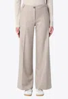 Quelledue Mélange Wool Tailored Pants In Beige