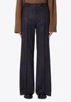 Quelledue Pinstripe Wool-blend Tailored Pants In Blue