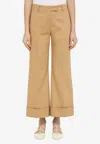 Quelledue Turn-up Flared Pants In Beige