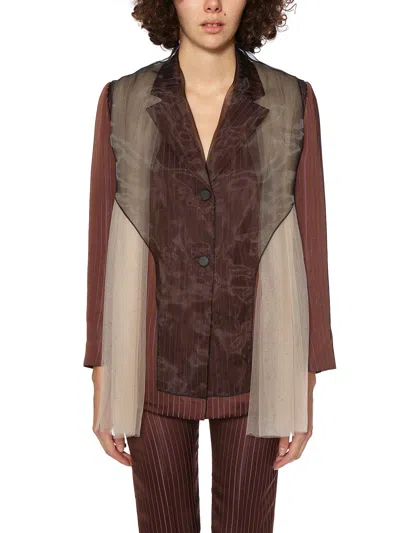 Quetsche Blazer With Tulle Insert In Brown