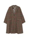 Quetsche Check-pattern Lace-panel Coat In Multi