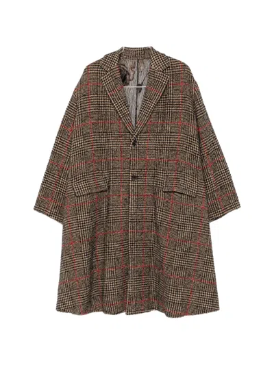 Quetsche Check-pattern Lace-panel Coat In Multi