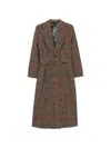 Quetsche Check-pattern Tulle-panel Coat In Brown