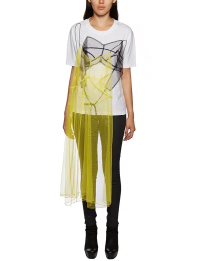 Quetsche Dress T-shirt In Cotone E Tulle In White