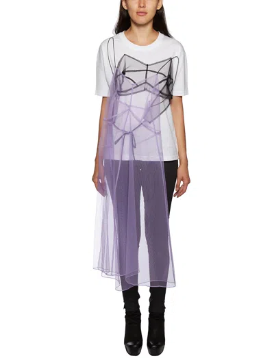 Quetsche Dress T-shirt In Cotone E Tulle In White