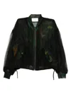 Quetsche Floral-print Tulle Bomber Jacket In Black