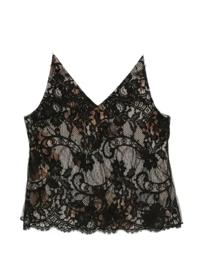 Quetsche Lace-overlay Camisole Top In Black