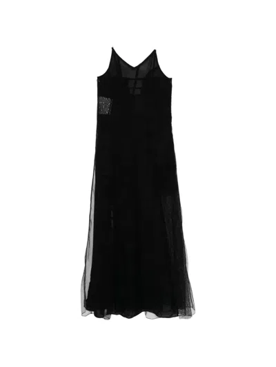 Quetsche Lace-panel Sheer-overlay Dress In Black