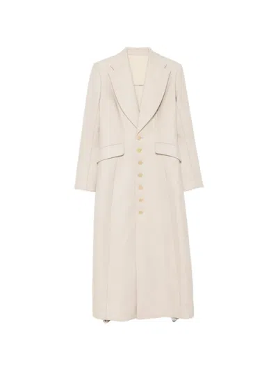 Quetsche Lace-panelled Single-breasted Coat In Neutral