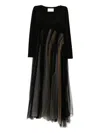 Quetsche Layered Long-sleeved Dress In Black