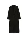 Quetsche Pleated-back Herringbone-pattern Coat In Black