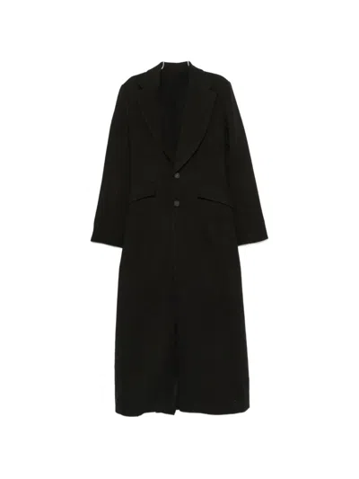 Quetsche Pleated-back Herringbone-pattern Coat In Black
