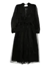 Quetsche Printed Semi-sheer Coat In Black