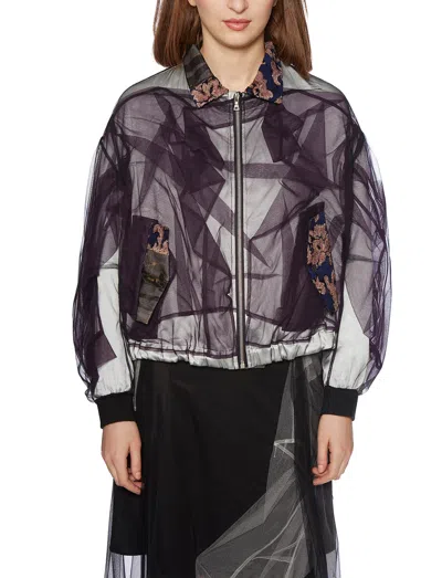 Quetsche Satin And Tulle Bomber In Multi