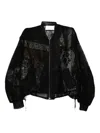 Quetsche Semi-sheer Lace Bomber Jacket In Black