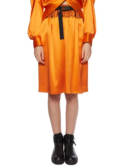 Quetsche Silk Skirt With Patch Pockets In Orange