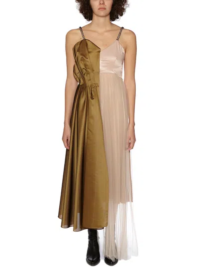 Quetsche Silk Tulle Long Dress In Neutral