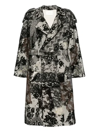 Quetsche Tulle-embellished Coat In Black