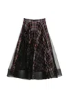 Quetsche Tulle-overlay Check-pattern Maxi Skirt In Black