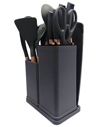 QUICKBITE QUICKBITE 19PC COOKING UTENSILS & KNIFE BLOCK SET WITH MINI CUTTING BOARD