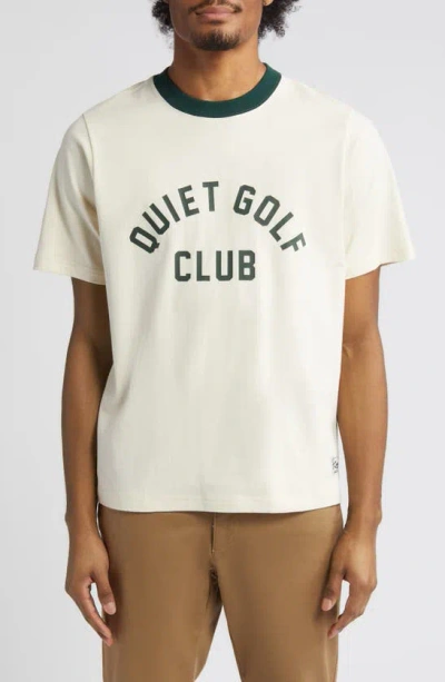 Quiet Golf Club Cotton Graphic Ringer T-shirt In Beige