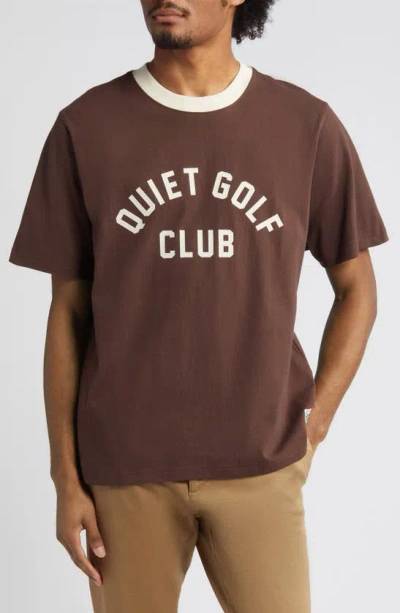 Quiet Golf Club Cotton Graphic Ringer T-shirt In Brown