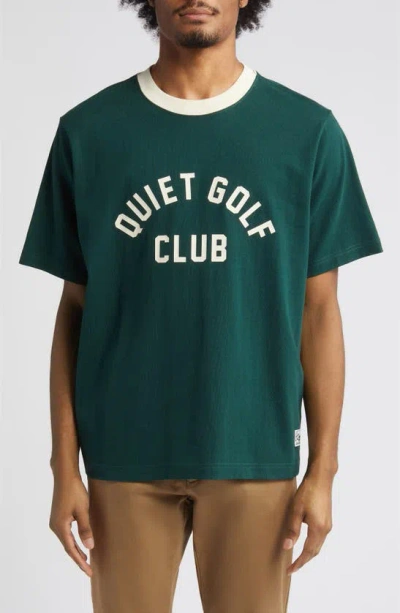 Quiet Golf Club Cotton Graphic Ringer T-shirt In Forest
