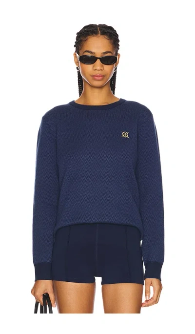 Quiet Golf Crest Herringbone Sweater In Blue