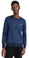 QUIET GOLF CREST HERRINGBONE SWEATER NAVY