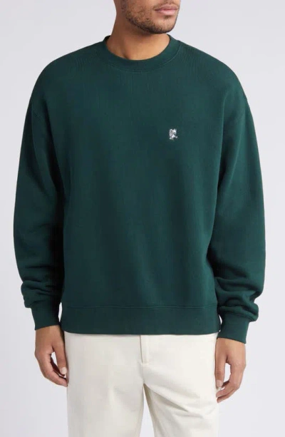 Quiet Golf Embroidered Owl Cotton Sweatshirt In Forest