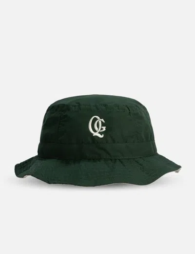Quiet Golf Logo Bucket Hat In Green