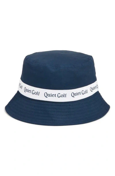 Quiet Golf Logo Golf Bucket Hat In Navy