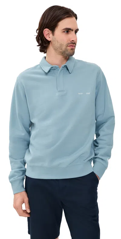 Quiet Golf Monogram Washed Rugby Sweater Blue