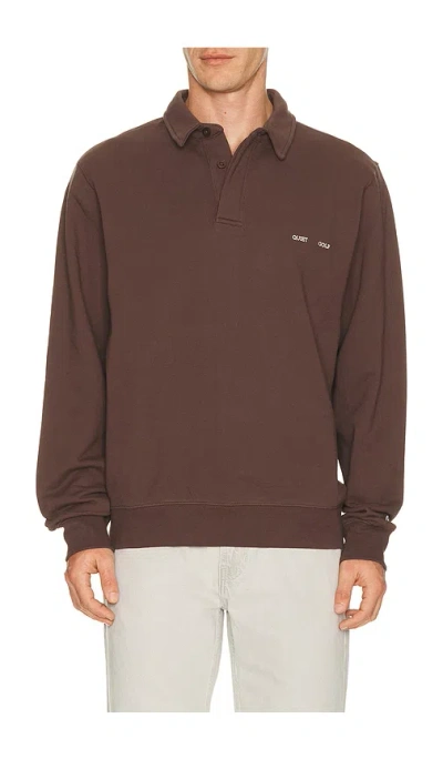 Quiet Golf Monogram Washed Rugby Sweater In Brown
