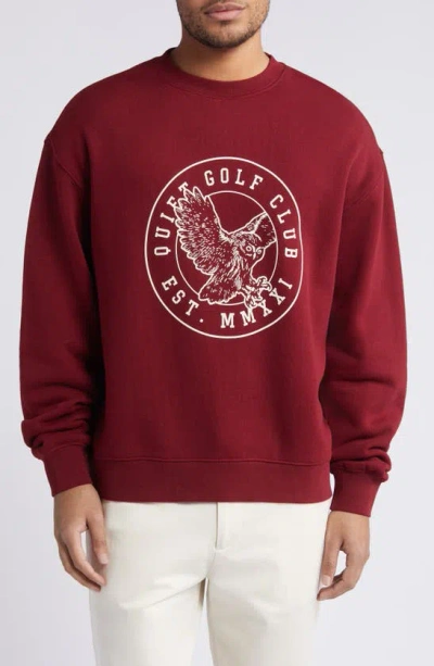 Quiet Golf Owl Cotton Graphic Sweatshirt In Burgundy
