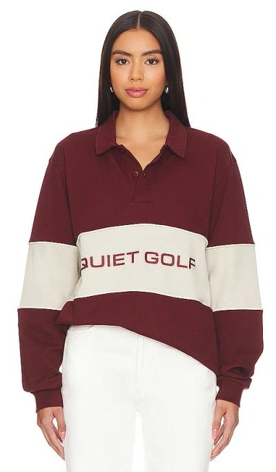 Quiet Golf Qg Sport Long Sleeve Polo In 葡萄酒色