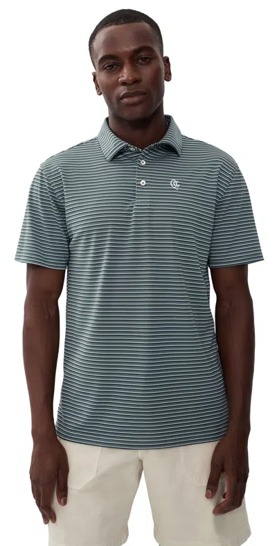 Quiet Golf Sunny Stripe Polo Fern In Green