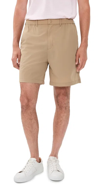 Quiet Golf Tech Nylon Shorts 6.75 Taupe In Brown